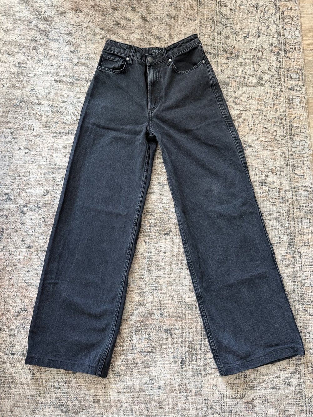 Mango Black Wide Leg High-Rise Jeans Sz 4